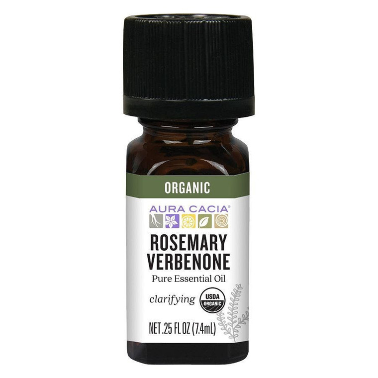 Aura Cacia Organic Rosemary Verbenone Pure Essential Oil Clarifying Aromatherapy Formula 0.25Oz (7.4ml)