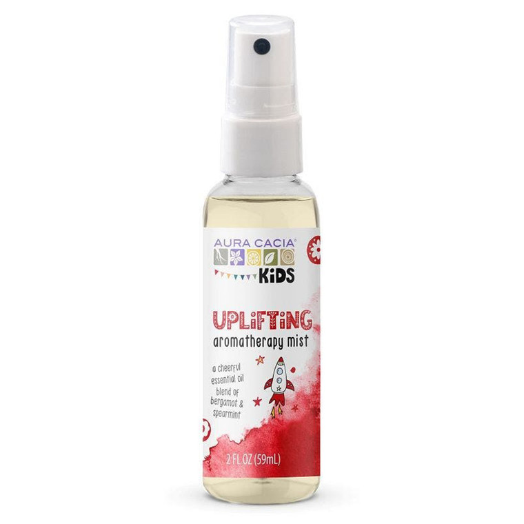 Aura Cacia Kids Uplifting Aromatherapy Mist Bergamot Spearmint Essential Oil Energizing Spray 2Oz (59ml)