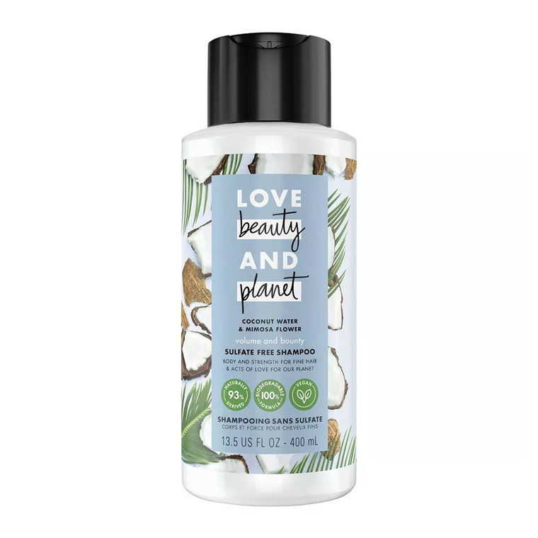Love Beauty and Planet Volume and Bounty Sulfate Free Shampoo, Coconut Water and Mimosa Flower, 13.5 Oz