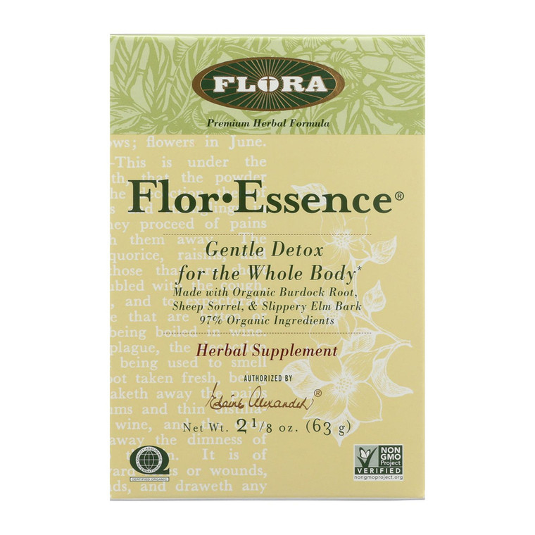 Flora Flor Essence Dry Herbal Tea Blend for Gentle Whole Body Detox and Cleansing Support 2.1Oz (63g)