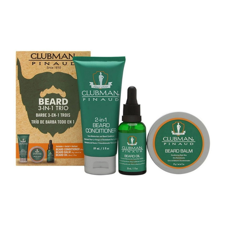 Clubman Pinaud Beard Kit, Beard Conditioner, Beard Balm and Beard Oil, 1 Ea