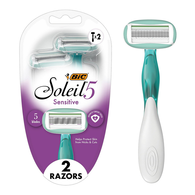 Bic Soleil Sensitive Advanced Womens Disposable Razors with 5 Blades 2Ea