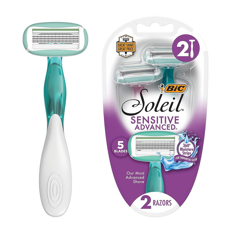 BIC Soleil Sensitive Advanced Womens Disposable Razors, 5 Blades, 2 Ea