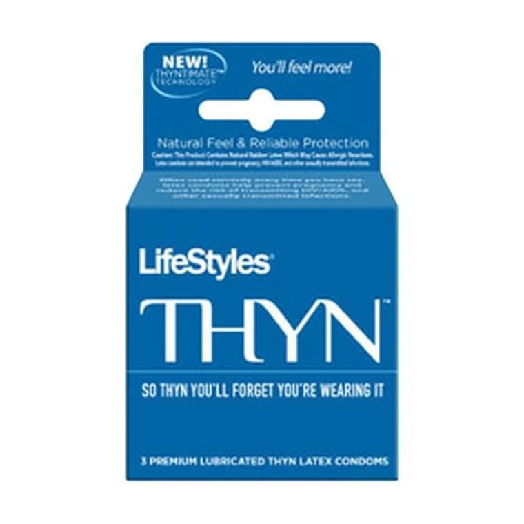 Lifestyles Thyn Lubricated Condoms, 3 Ea