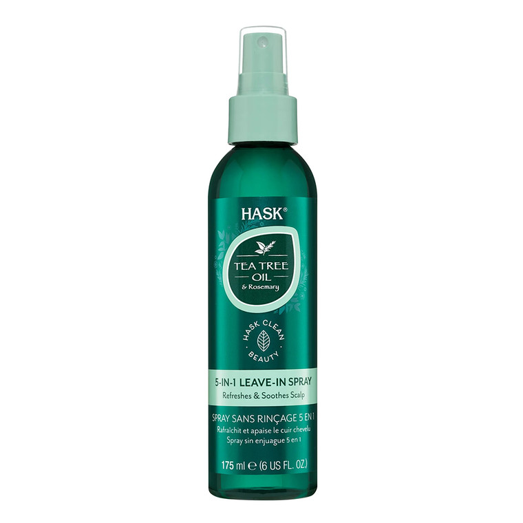 Hask Tea Tree Oil 5-in-1 Leave In Spray, Refreshes and soothes Scalp, 6 Oz