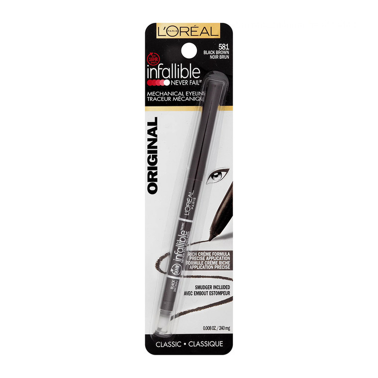 LOreal Paris Infallible Never Fail Original Mechanical Pencil Eyeliner, Black Brown, 1 Ea