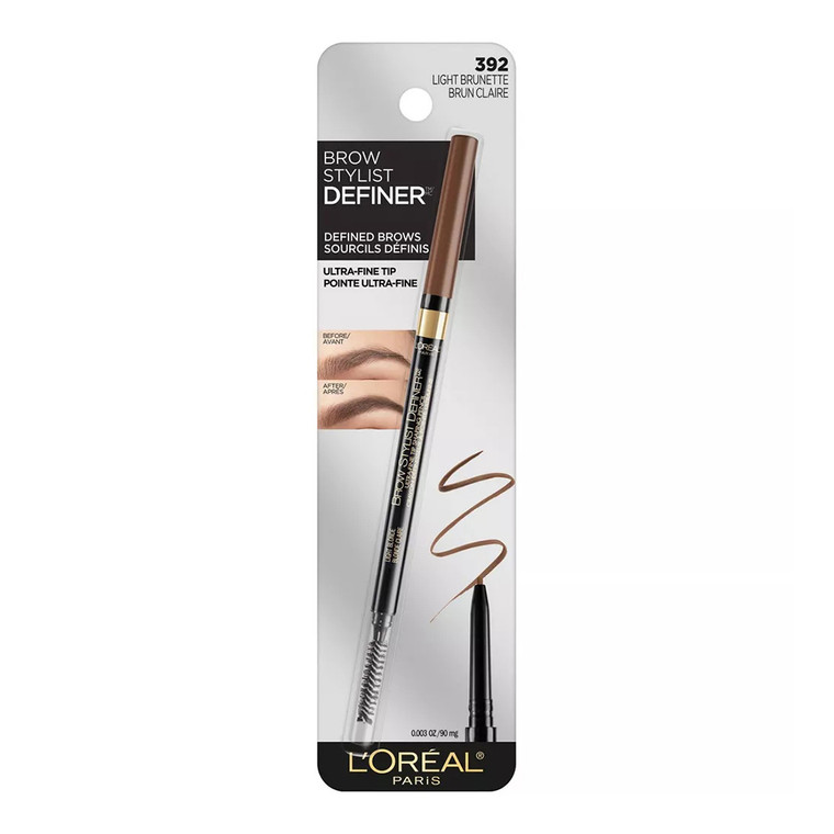 LOreal Paris Brow Stylist Definer Eyebrow Pencil, 392 Light Brunette, 1 Ea