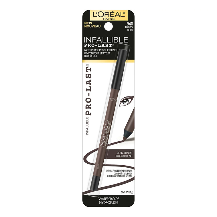 LOreal Paris Infallible Pro-Last Waterproof Pencil Eyeliner, 940 Brown, 1 Ea