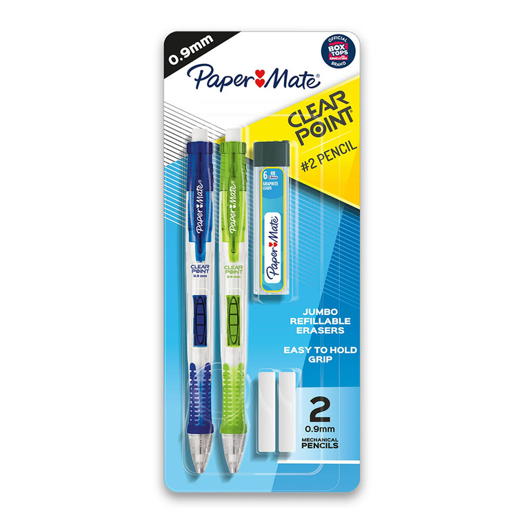 Paper Mate Clearpoint Mechanical Pencils, Jumbo Refillable and Eraser, 2 Pencil 0.9mm, 2 Ea