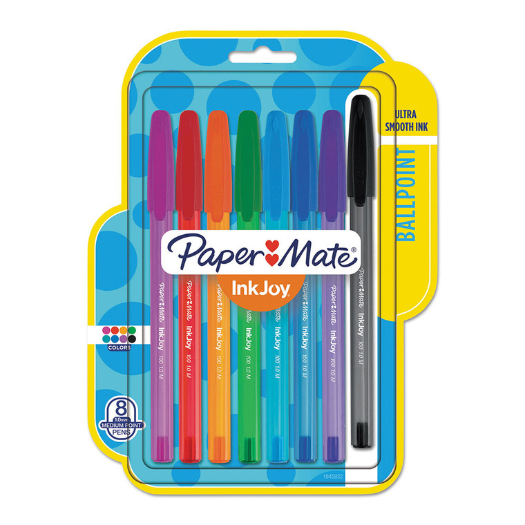 Paper Mate InkJoy Ballpoint Pens, Medium Point, Assorted Colors, 8 Ea