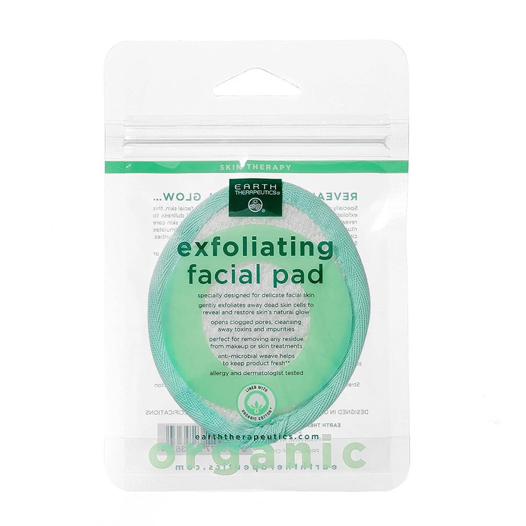 Earth Therapeutics Organic Cotton Exfoliating Facial Pad, 1 Ea