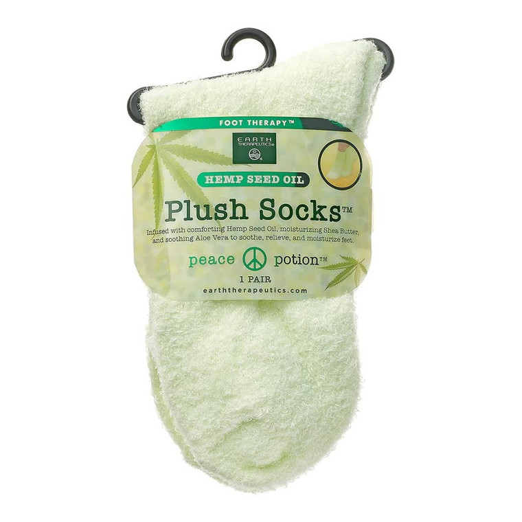 Earth Therapeutics Hemp Seed Oil Plush Socks, Light Green, 1 Ea