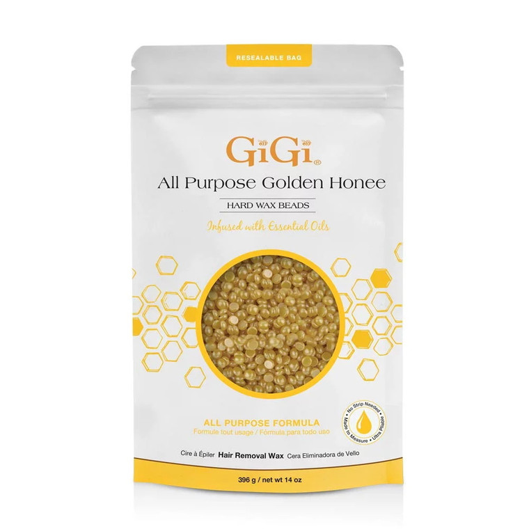 GiGi Hard Wax Beads, All Purpose Golden Honee Hair Removal Wax, 14 Oz