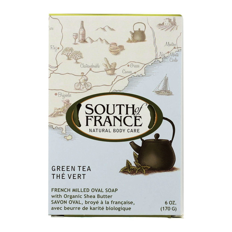 South of France Natural Bar Soap, Green Tea, 6 Oz