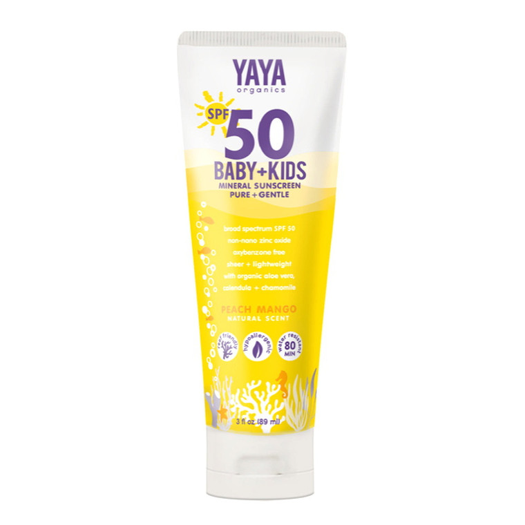 Yaya Oraganics Baby And Kids Mineral Sunscreen Lotion, SPF 50, 3 Oz