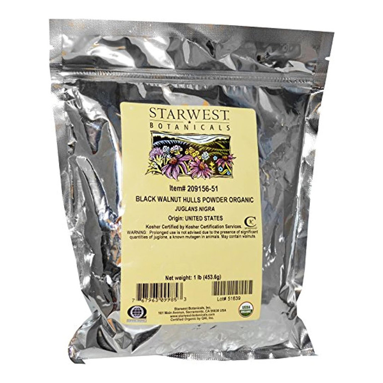 Starwest Botanicals Organic Black Walnut Hull Powder, 16 Oz