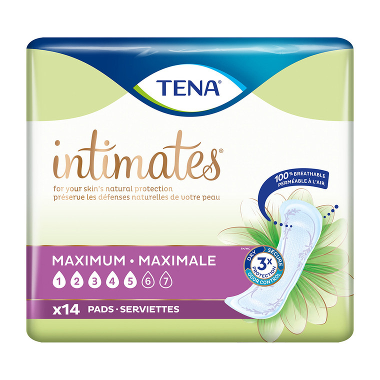 Tena Intimates Maximum Absorbency Incontinence Pads For Women, Regular Length, 14 Ea