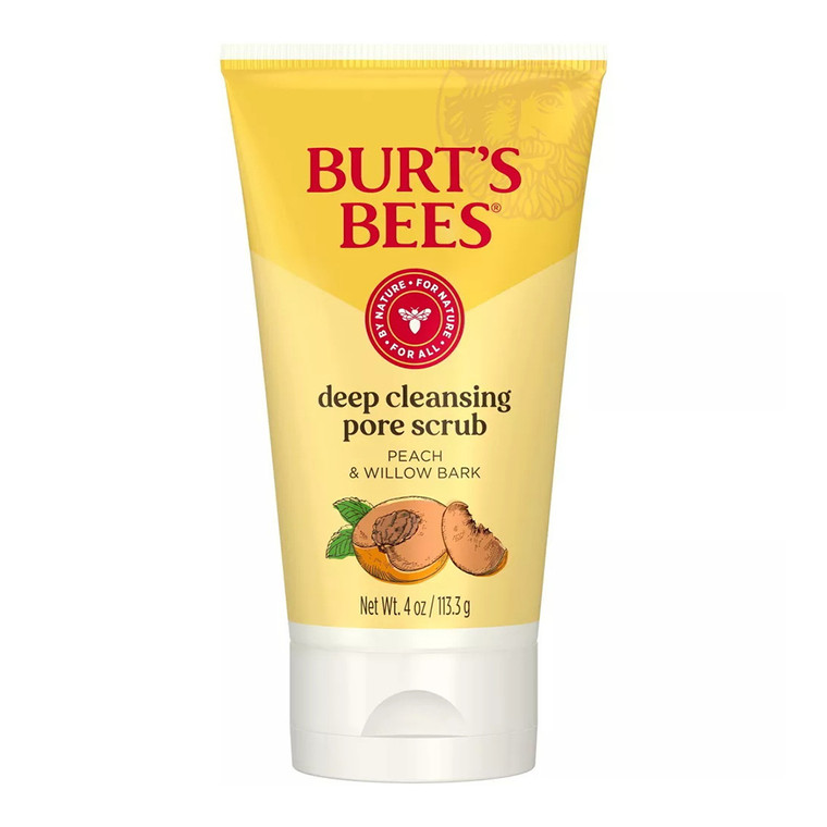 Burts Bees Deep Pore Exfoliating Facial Scrub, Peach And Willow Bark, 4 Oz