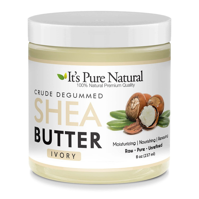 Its Pure Natural Crude Degummed African Ivory Shea Butter, 8 Oz
