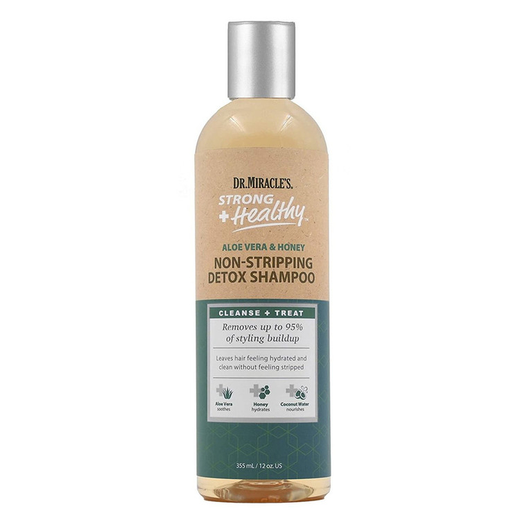 Dr Miracles Strong And Healthy Non Stripping Detox Shampoo, Aloe Vera And Honey, 12 Oz