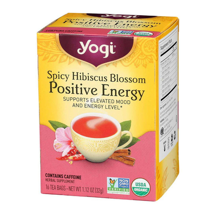Yogi Spicy Hibiscus Blossom Positive Energy Tea Bags, Caffeine, 16 Ea