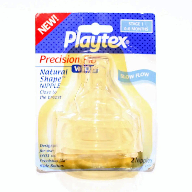 Playtex Precision Fit Wide Natural Shape Nipples, Slow Flow 0-6 Months, 2 Ea