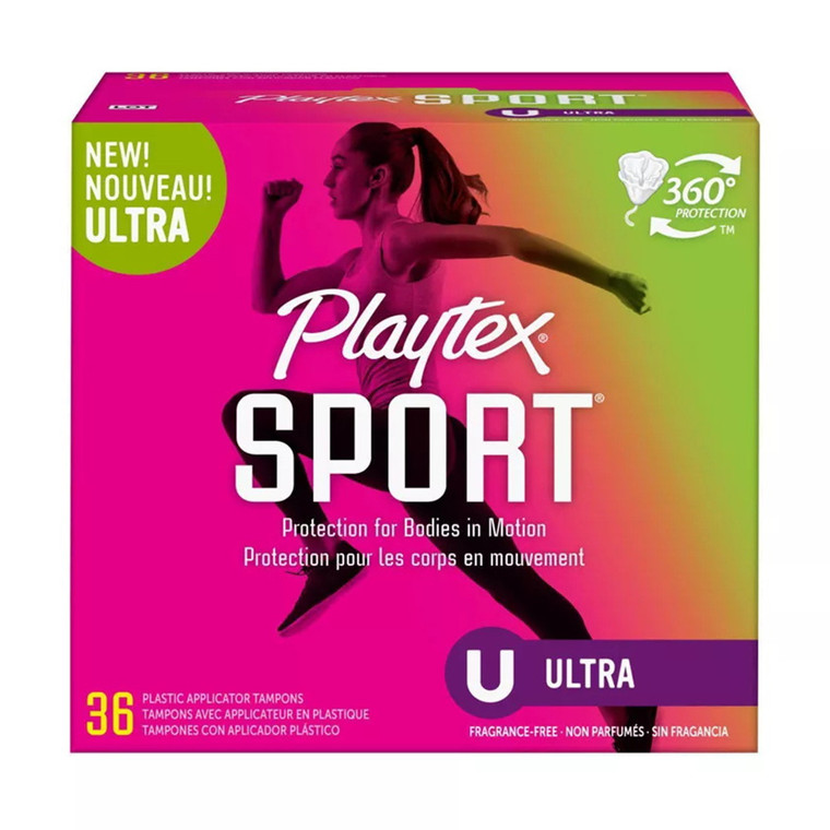 Playtex Sport Ultra Plastic Applicator Tampons, Fragrance Free, 36 Ea