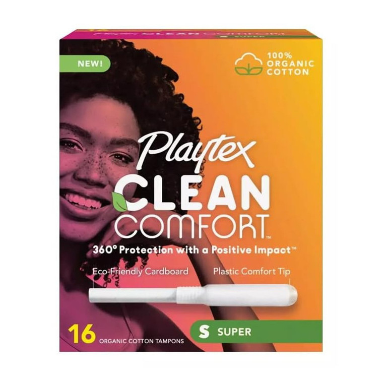 Playtex Clean Comfort Plastic Comfort Tip Tampons, Super, 16 Ea