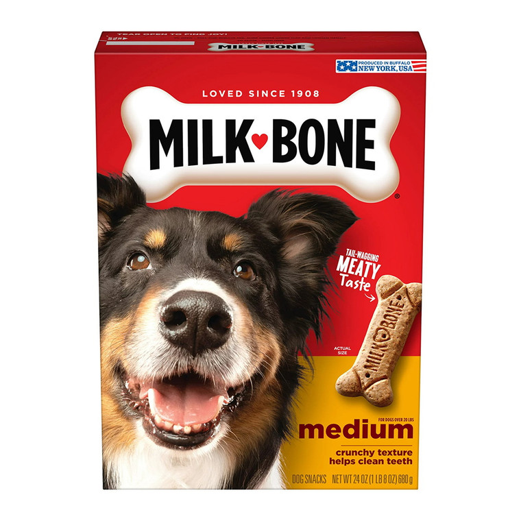 Milk Bone Crunchy Texture Snacks for Medium Dogs, Teeth Clean, 24 Oz