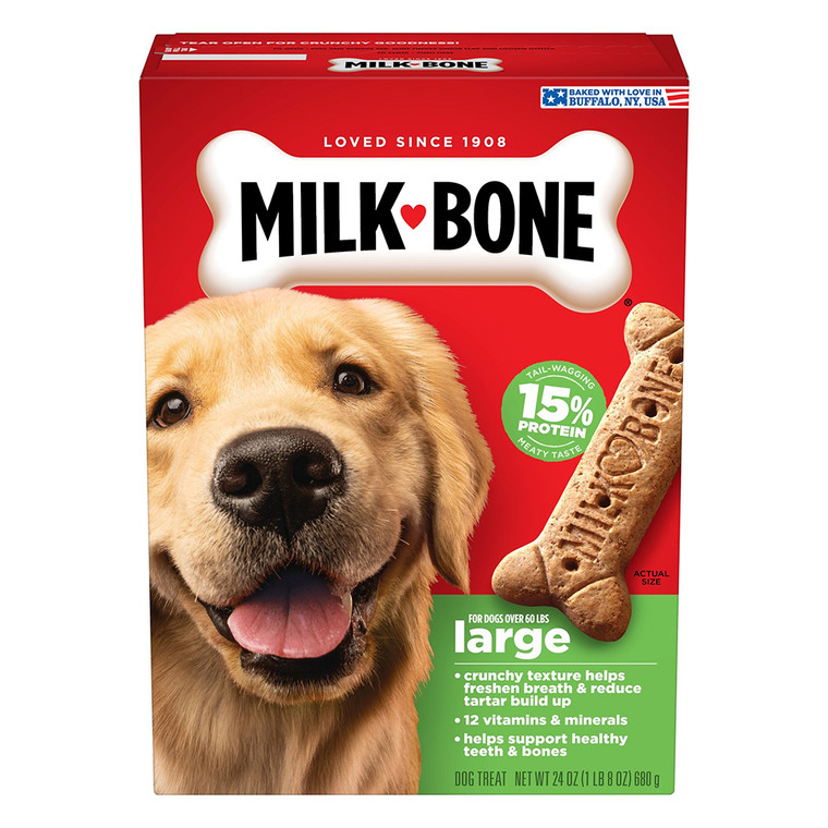Milk Bone Crunchy Large Dog Treats for Freshening Breath and Cleaning Teeth 24Oz (680g)