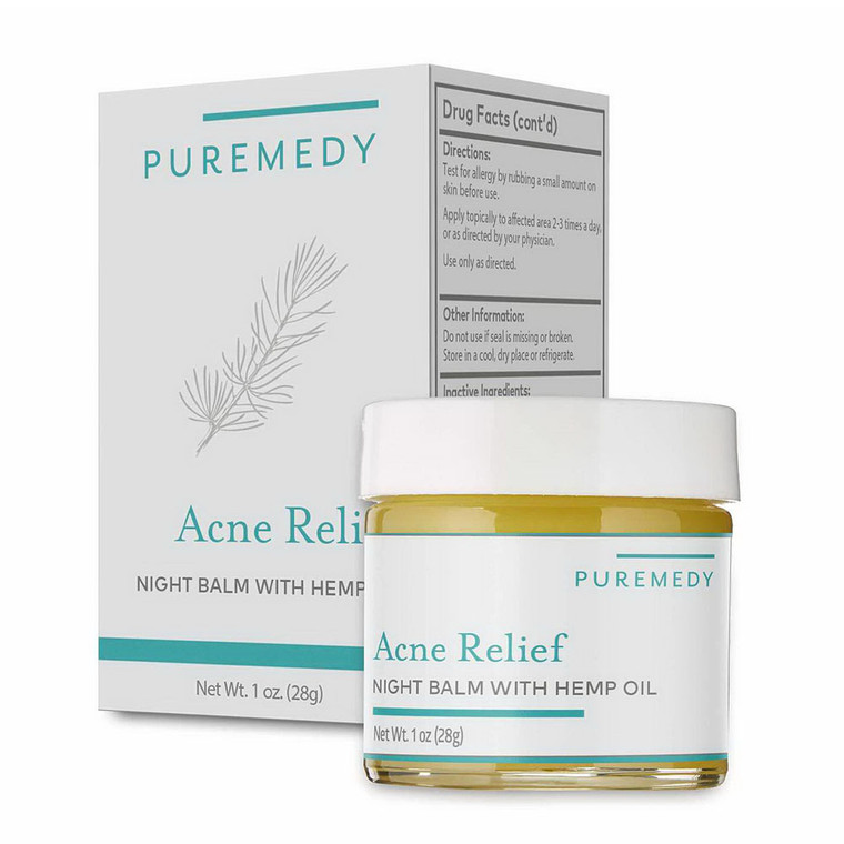 Puremedy Acne Relief Night Balm With Hemp Oil Helps Clear Skin And Acne, 1 Oz