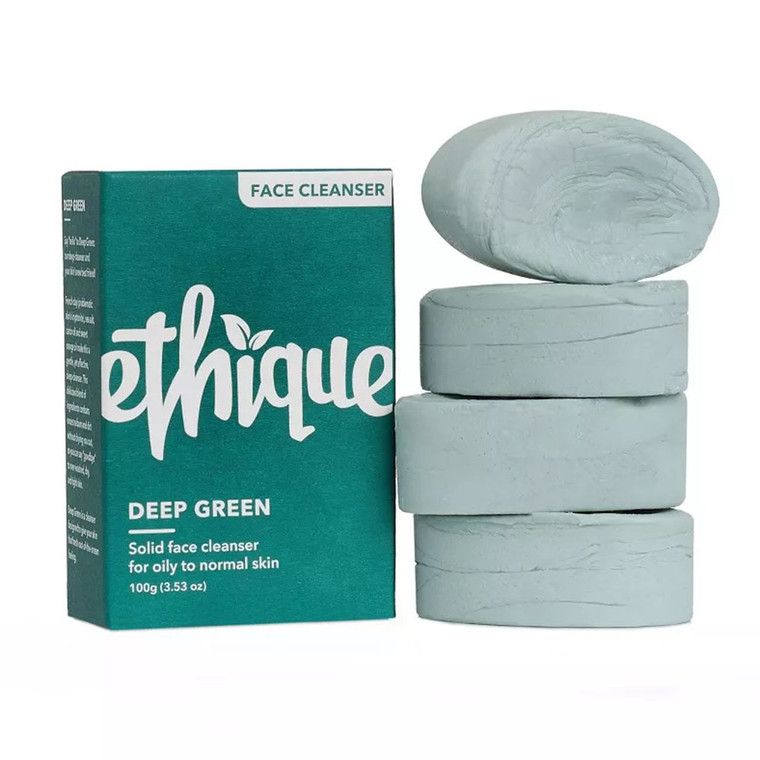 Ethique Solid Face Cleansing Bar For Oily To Normal Skin, Deep Green, 3.53 Oz