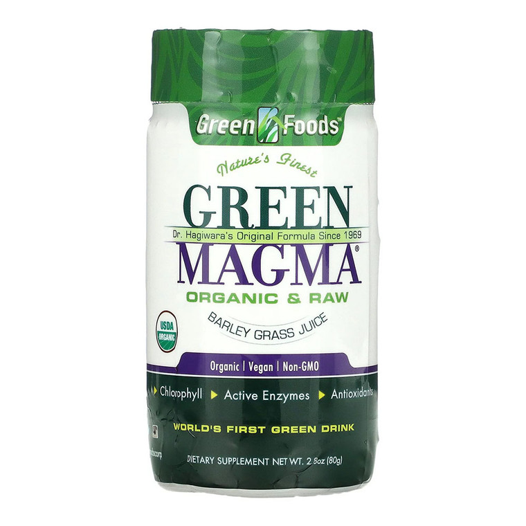 Green Foods Green Magma Organic and Raw Barley Grass Juice Powder, 2.8 Oz