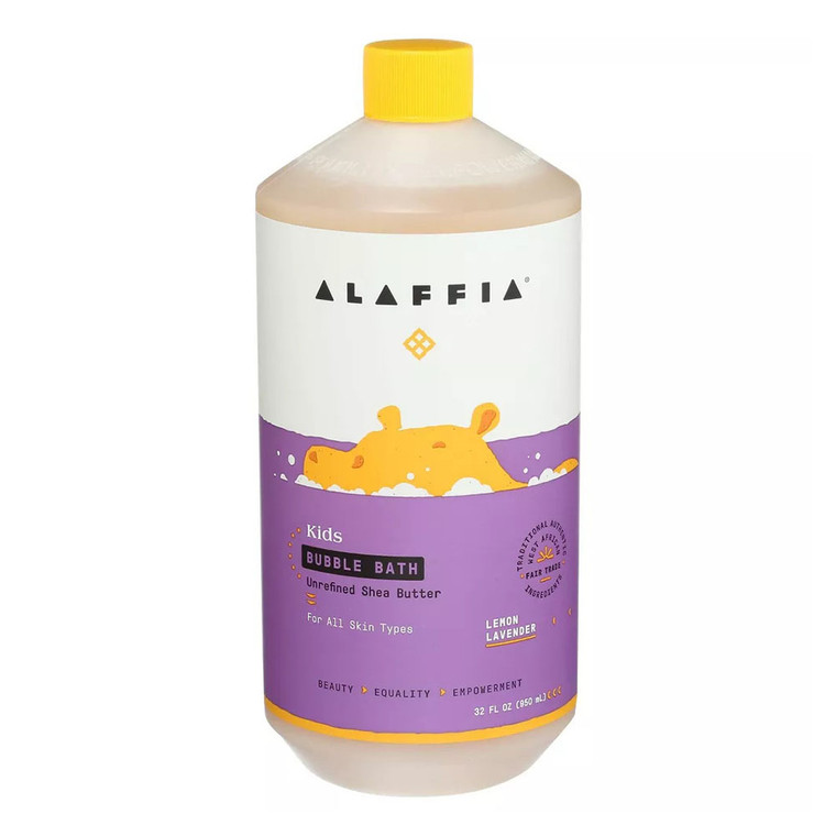 Alaffia Kids Shea Butter Bubble Bath for All Skin Types, Lemon Lavender, 32 Oz