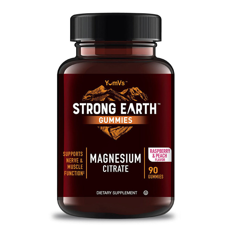 Yum Vs Strong Earth Magnesium Citrate Gummies, Raspberry And Peach, 90 Ea