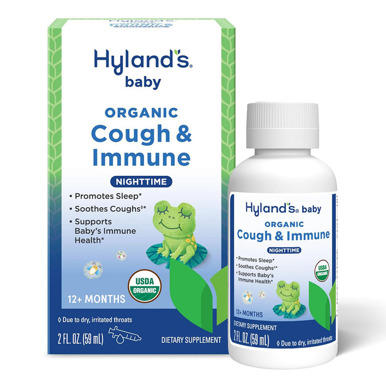 Hylands Baby Organic Cough and Immune Nighttime Syrup for Cough Relief and Immune Support 2Oz (59ml)