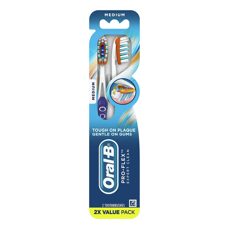Oral-B Pro-Flex Expert Clean Toothbrush, Medium, 2 Ea
