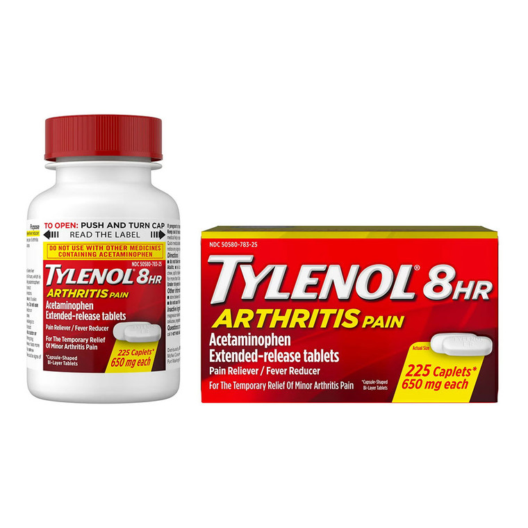 Tylenol 8 Hour Arthritis Acetaminophen 650mg Tablets, Pain Reliever and Reduce Fever, 225 Ea