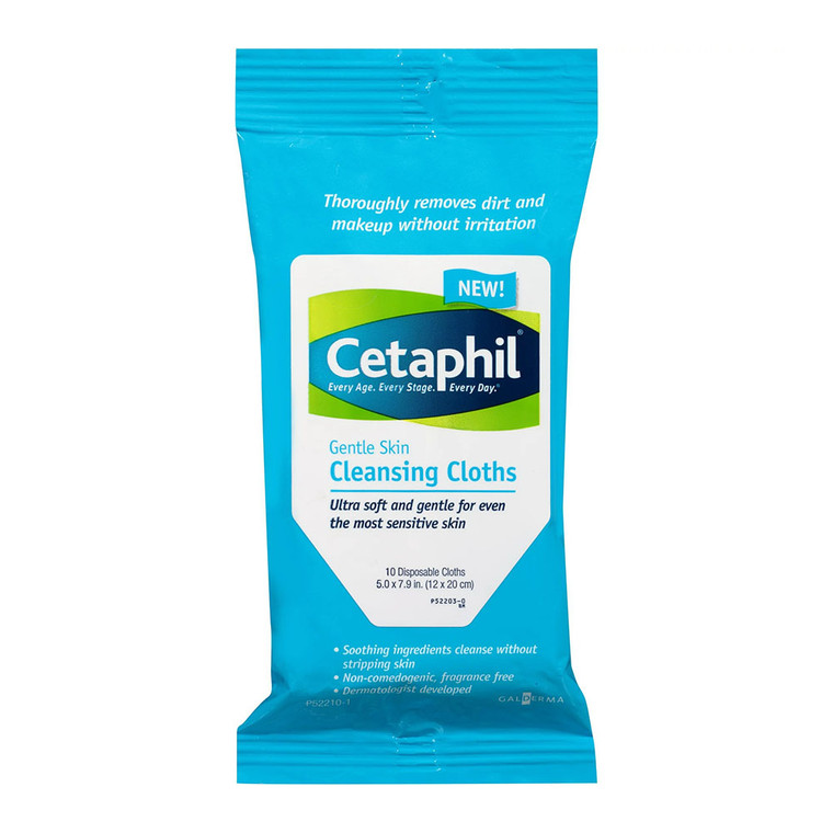 Cetaphil Gentle Skin Cleansing Cloths, Sensitive Skin, Fragrance Free, 10 Ea