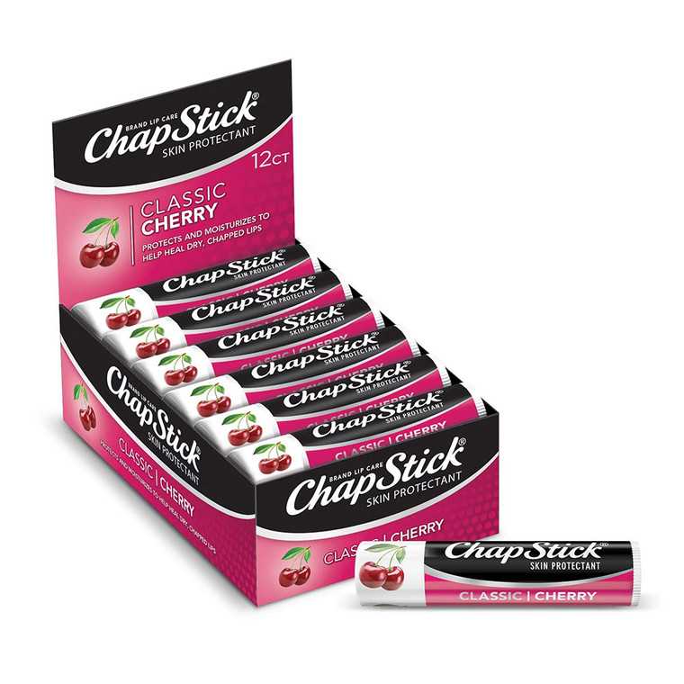 ChapStick Skin Protectant Classic Cherry Lip Balm Tube, Chapped or Cracked Lips