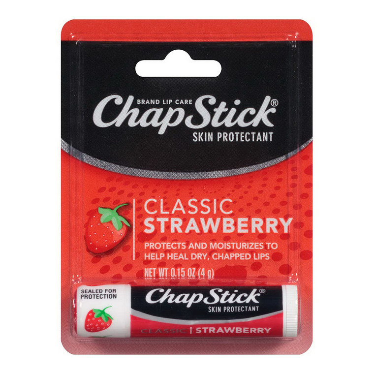 ChapStick Skin Protectant Classic Strawberry Lip Balm, 0.15 Oz