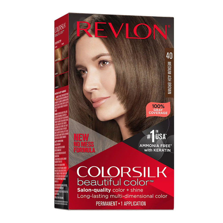 Revlon Colorsilk Beautiful Color Permanent Hair Color, Medium Ash Brown, 1 Ea