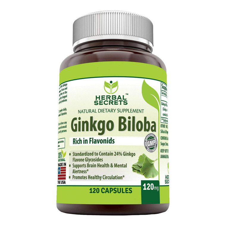 Herbal Secrets Ginkgo Biloba Supplement 120Mg Capsules, 120 Ea