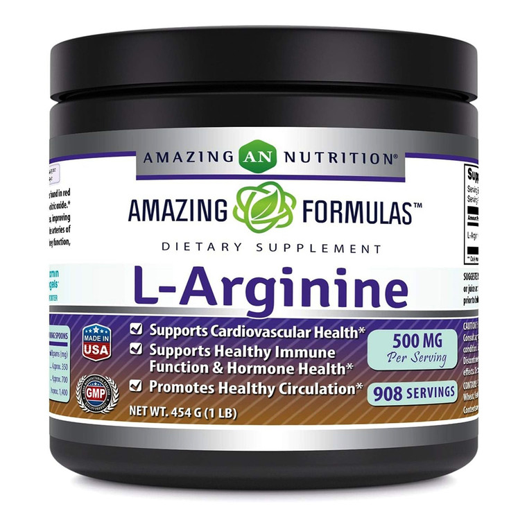 Amazing Formulas L-Arginine Powder Supplement for Circulation and Endurance 16Oz (454g)