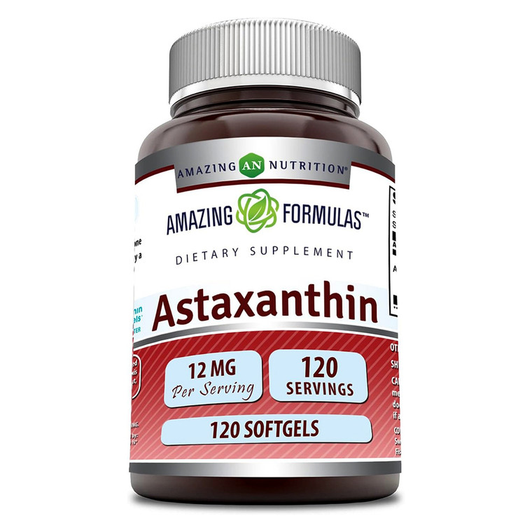 Amazing Formulas Astaxanthin 12 Mg Softgels Antioxidant and Eye Health Support 120Ea
