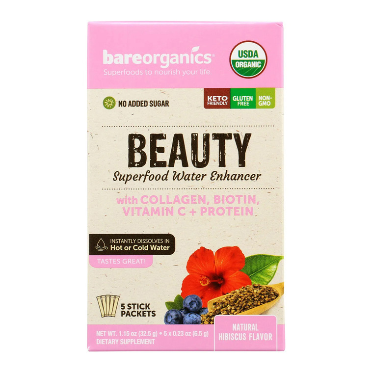Bare Organic Beauty Superfood Water Enhancer, 5 Ct