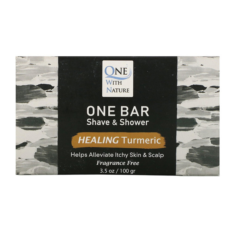 One Bar Shave And Shower Healing Turmeric Bar Soap, Fragrance Free, 3.5 Oz