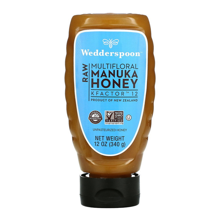 Wedderspoon Raw Premium Manuka Honey, KFactor 12, 12 Oz