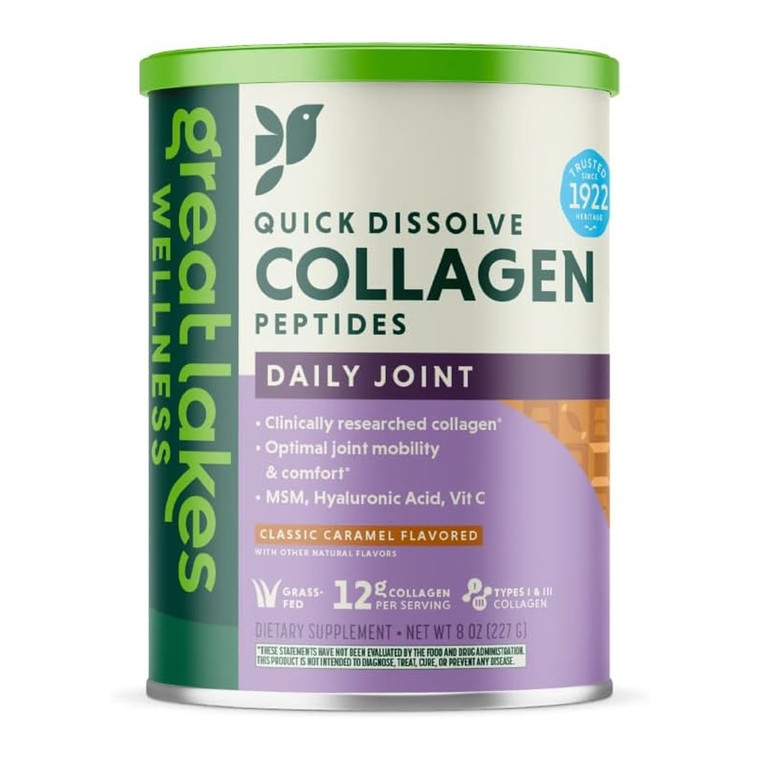 Great Lakes Wellness Daily Joint Collagen Peptides, Classic Caramel, 8 Oz