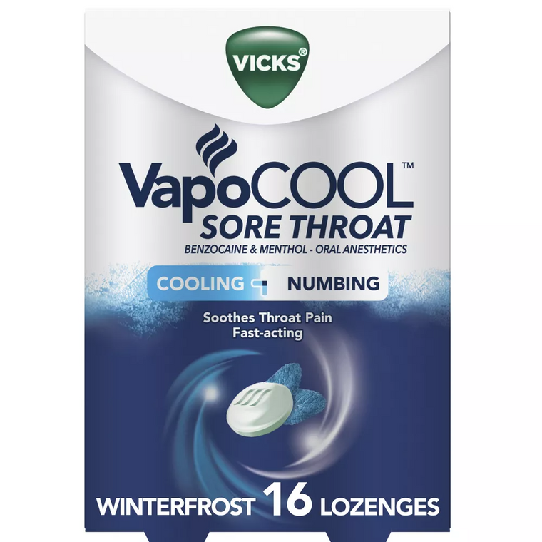 Vicks VapoCool Sore Throat Lozenges, Winterfrost, 16 Ea